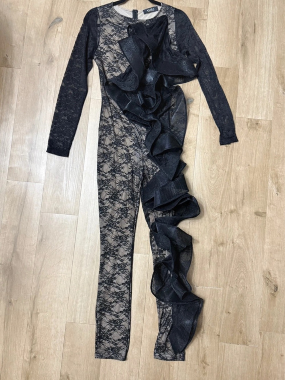 Akira Black Lace Ruffle Jumpsuit
